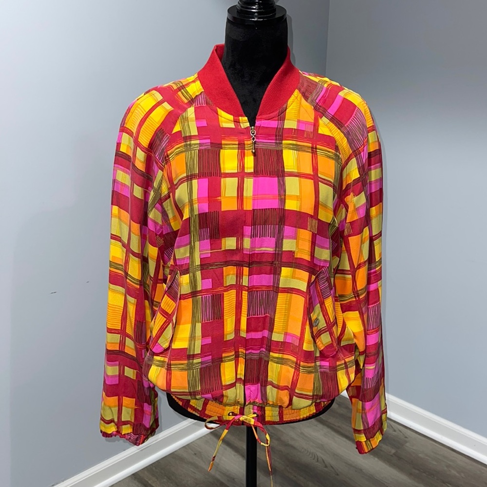 Vintage retro Kriss Kross windbreaker jacket 100% silk colorful size small